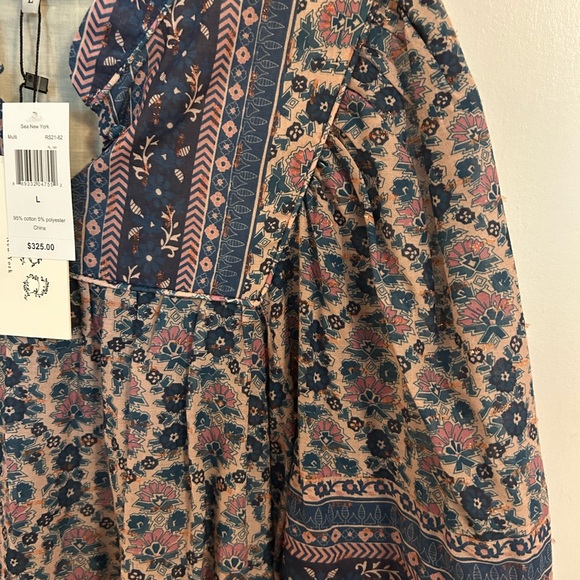 NWT: Sea Floral Cotton Blouse with subtle metallic details size L - Picture 3 of 7